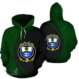 Irish House of WOULFE Coat of Arms Irish Family Crest Hoodie Black Green Circle Style Hoodie