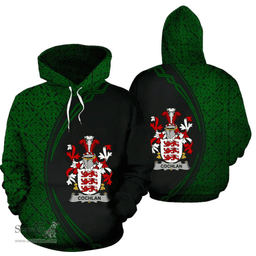 Irish Cochlan or McCoughlan Coat of Arms Irish Family Crest Hoodie Black Green Circle Style Hoodie