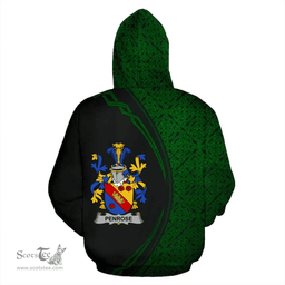 Irish Penrose Coat of Arms Irish Family Crest Hoodie Black Green Circle Style Hoodie