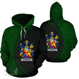 Irish Penrose Coat of Arms Irish Family Crest Hoodie Black Green Circle Style Hoodie