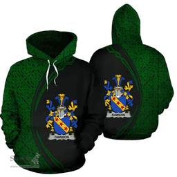 Irish Dawson Coat of Arms Irish Family Crest Hoodie Black Green Circle Style Hoodie