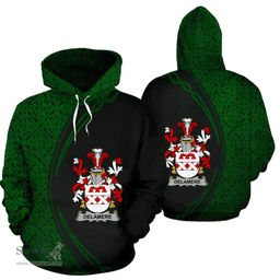 Irish Delamere Coat of Arms Irish Family Crest Hoodie Black Green Circle Style Hoodie