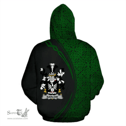 Irish Barlow Coat of Arms Irish Family Crest Hoodie Black Green Circle Style Hoodie