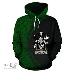 Irish Barlow Coat of Arms Irish Family Crest Hoodie Black Green Circle Style Hoodie