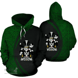 Irish Barlow Coat of Arms Irish Family Crest Hoodie Black Green Circle Style Hoodie