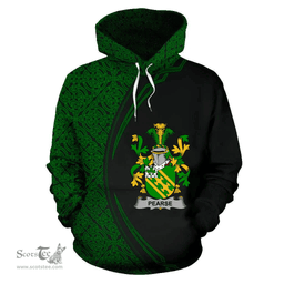 Irish Pearse Coat of Arms Irish Family Crest Hoodie Black Green Circle Style Hoodie