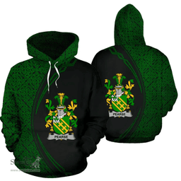 Irish Pearse Coat of Arms Irish Family Crest Hoodie Black Green Circle Style Hoodie