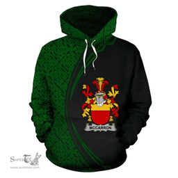 Irish McCarron Coat of Arms Irish Family Crest Hoodie Black Green Circle Style Hoodie