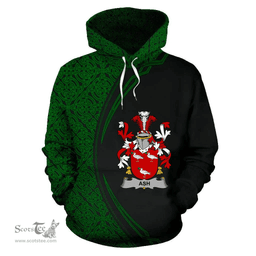 Irish Ash Coat of Arms Irish Family Crest Hoodie Black Green Circle Style Hoodie