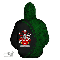 Irish Ash Coat of Arms Irish Family Crest Hoodie Black Green Circle Style Hoodie