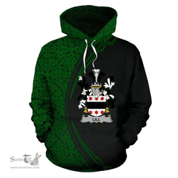 Irish Lill Coat of Arms Irish Family Crest Hoodie Black Green Circle Style Hoodie