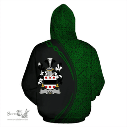 Irish Lill Coat of Arms Irish Family Crest Hoodie Black Green Circle Style Hoodie
