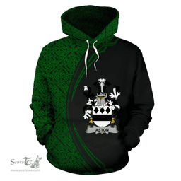 Irish Aston Coat of Arms Irish Family Crest Hoodie Black Green Circle Style Hoodie