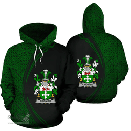 Irish Crombie Coat of Arms Irish Family Crest Hoodie Black Green Circle Style Hoodie