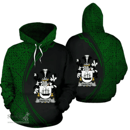 Irish Driscoll or O'Driscoll Coat of Arms Irish Family Crest Hoodie Black Green Circle Style Hoodie