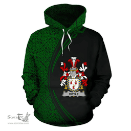 Irish Doyle or O'Doyle Coat of Arms Irish Family Crest Hoodie Black Green Circle Style Hoodie