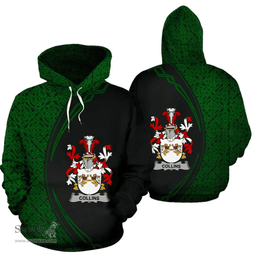 Irish Collins Coat of Arms Irish Family Crest Hoodie Black Green Circle Style Hoodie