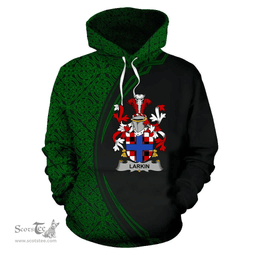 Irish Larkin or O'Larkin Coat of Arms Irish Family Crest Hoodie Black Green Circle Style Hoodie