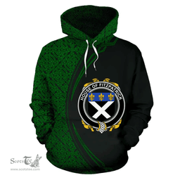 Irish House of FITZPATRICK Coat of Arms Irish Family Crest Hoodie Black Green Circle Style Hoodie