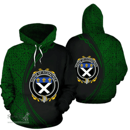 Irish House of FITZPATRICK Coat of Arms Irish Family Crest Hoodie Black Green Circle Style Hoodie