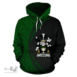 Irish Lowry or Lavery Coat of Arms Irish Family Crest Hoodie Black Green Circle Style Hoodie