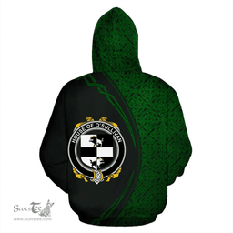 Irish House of O'SULLIVAN (Beare) Coat of Arms Irish Family Crest Hoodie Black Green Circle Style Hoodie