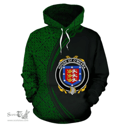 Irish House of O'MEARA Coat of Arms Irish Family Crest Hoodie Black Green Circle Style Hoodie