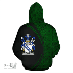 Irish Lowe Coat of Arms Irish Family Crest Hoodie Black Green Circle Style Hoodie