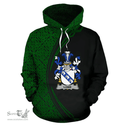 Irish Lowe Coat of Arms Irish Family Crest Hoodie Black Green Circle Style Hoodie
