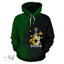 Irish Brownlow Coat of Arms Irish Family Crest Hoodie Black Green Circle Style Hoodie