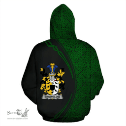 Irish Brownlow Coat of Arms Irish Family Crest Hoodie Black Green Circle Style Hoodie