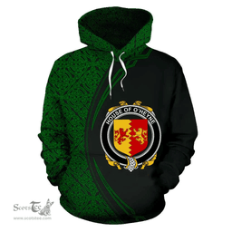 Irish House of O'HEYNE Coat of Arms Irish Family Crest Hoodie Black Green Circle Style Hoodie