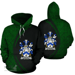 Irish Durrant Coat of Arms Irish Family Crest Hoodie Black Green Circle Style Hoodie