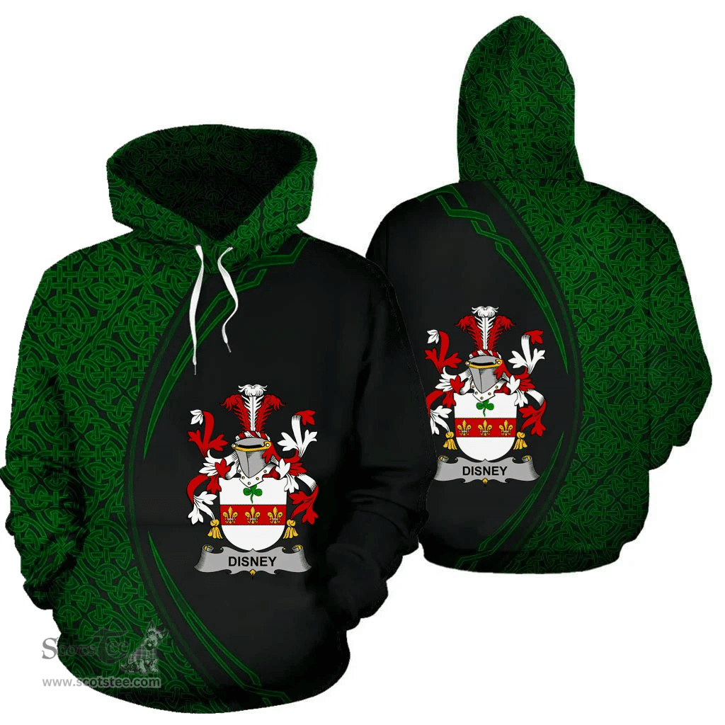Irish Disney Coat of Arms Irish Family Crest Hoodie Black Green Circle Style Hoodie