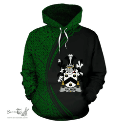 Irish Palmer Coat of Arms Irish Family Crest Hoodie Black Green Circle Style Hoodie