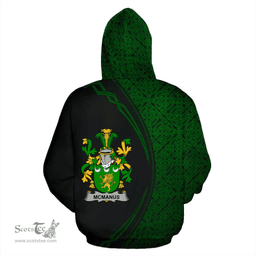 Irish McManus Coat of Arms Irish Family Crest Hoodie Black Green Circle Style Hoodie