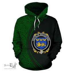 Irish House of MACGOVERN Coat of Arms Irish Family Crest Hoodie Black Green Circle Style Hoodie