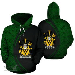 Irish Mortimer Coat of Arms Irish Family Crest Hoodie Black Green Circle Style Hoodie