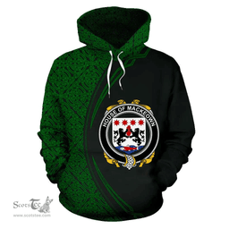 Irish House of MACKEOWN Coat of Arms Irish Family Crest Hoodie Black Green Circle Style Hoodie