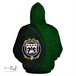 Irish House of MACKEOWN Coat of Arms Irish Family Crest Hoodie Black Green Circle Style Hoodie
