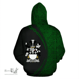 Irish Misset Coat of Arms Irish Family Crest Hoodie Black Green Circle Style Hoodie