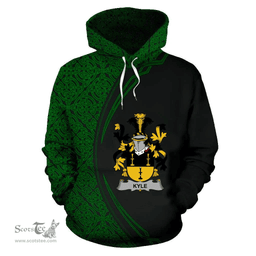 Irish Kyle Coat of Arms Irish Family Crest Hoodie Black Green Circle Style Hoodie