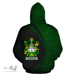 Irish Edwards Coat of Arms Irish Family Crest Hoodie Black Green Circle Style Hoodie
