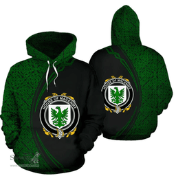 Irish House of MACENIRY Coat of Arms Irish Family Crest Hoodie Black Green Circle Style Hoodie