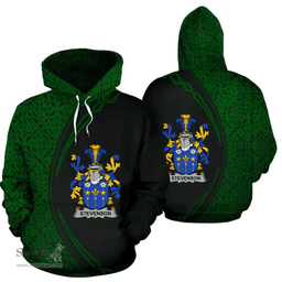 Irish Stevenson Coat of Arms Irish Family Crest Hoodie Black Green Circle Style Hoodie