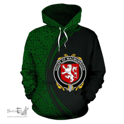 Irish House of MACMURROGH Coat of Arms Irish Family Crest Hoodie Black Green Circle Style Hoodie