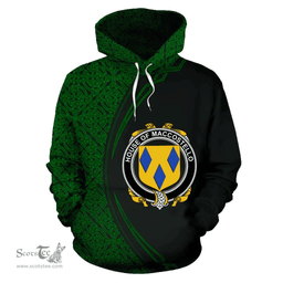 Irish House of MACCOSTELLO Coat of Arms Irish Family Crest Hoodie Black Green Circle Style Hoodie