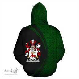 Irish McCarthy Coat of Arms Irish Family Crest Hoodie Black Green Circle Style Hoodie