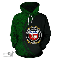 Irish House of O'HALLORAN Coat of Arms Irish Family Crest Hoodie Black Green Circle Style Hoodie