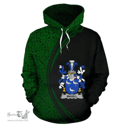 Irish Magill Coat of Arms Irish Family Crest Hoodie Black Green Circle Style Hoodie